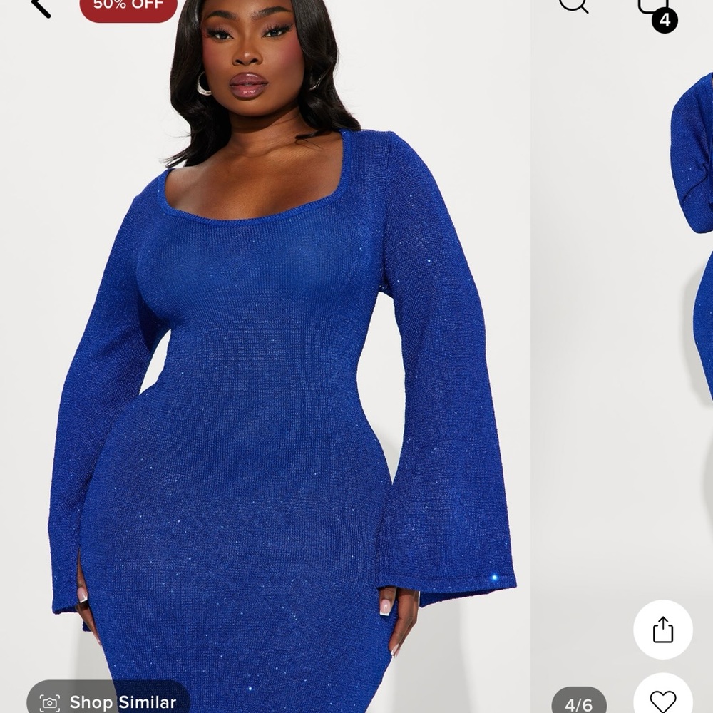 Cherri Sequin Sweater Mini Dress - Royal